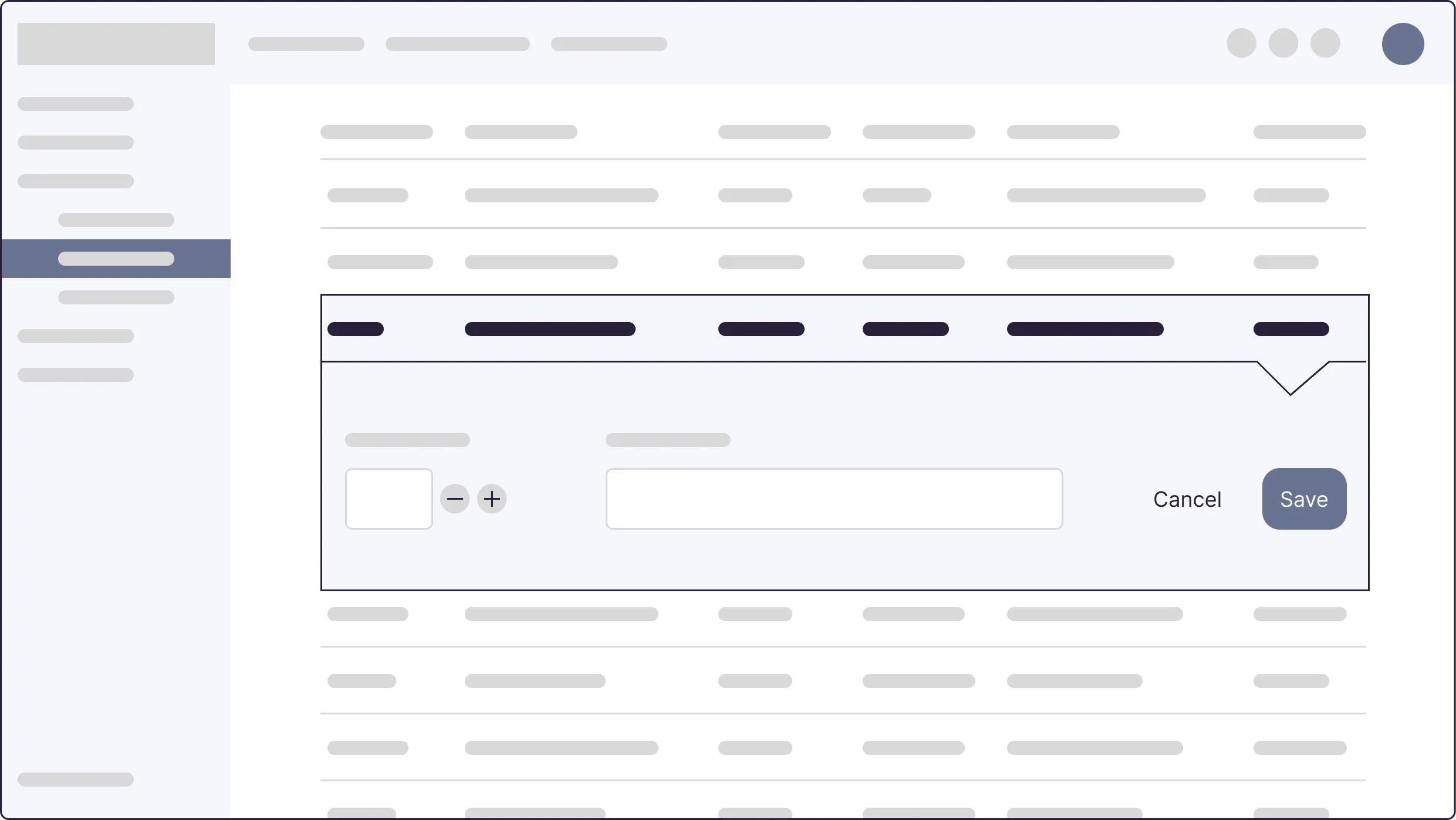Wireframe of an imperative interface: the user clicks through a form-driven workflow step by step.